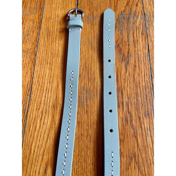 EDDIE BAUER Skinny Light Green Leather Belt w/Whipstitch Accent sz S - Picture 5 of 11